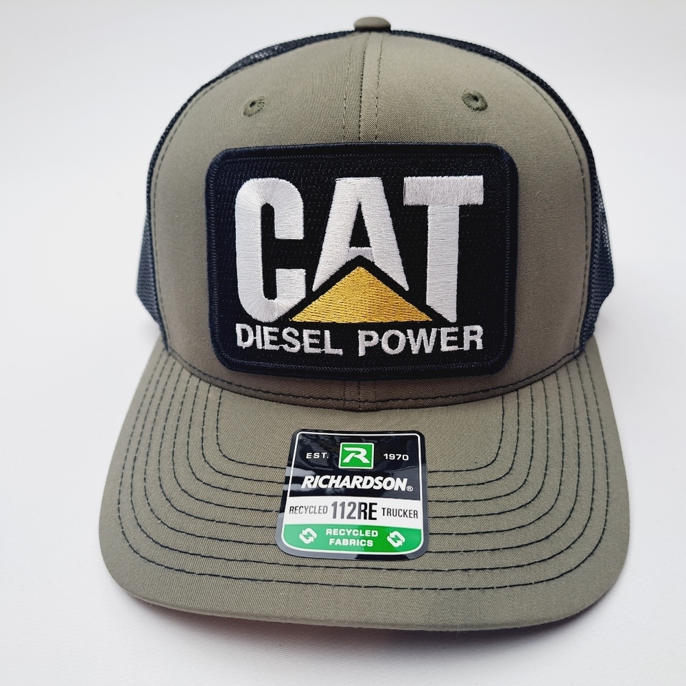 CAT Richardson 112 Trucker Mesh Snapback Hat Cap Loden & Black Embroidere…